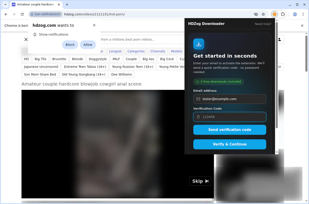 HDZog Video Downloader browser extension screenshot 5